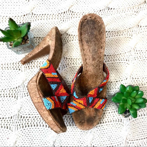 Gianni Bini Shoes - {Gianni Bini} Beaded Cork Heels Boho Festival